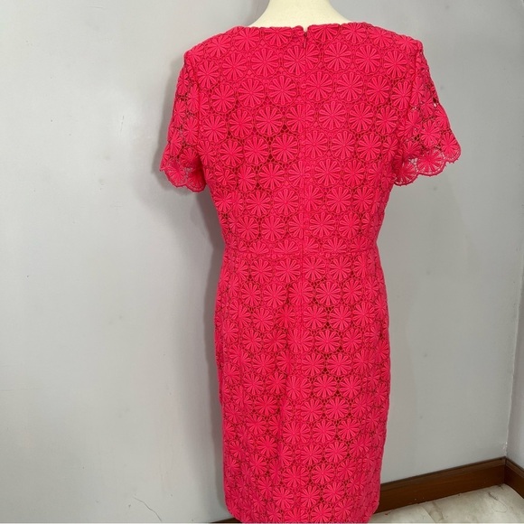 NWT Talbots Pink Midi Floral Lace Fitted Preppy Day Dress Brunch Shower Career - Picture 5 of 15